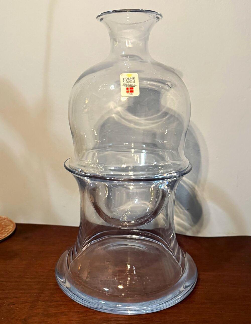 Holmegaard Fejø Clear Unique Glass Decanter w Ice Base Stand Denmark missing lid